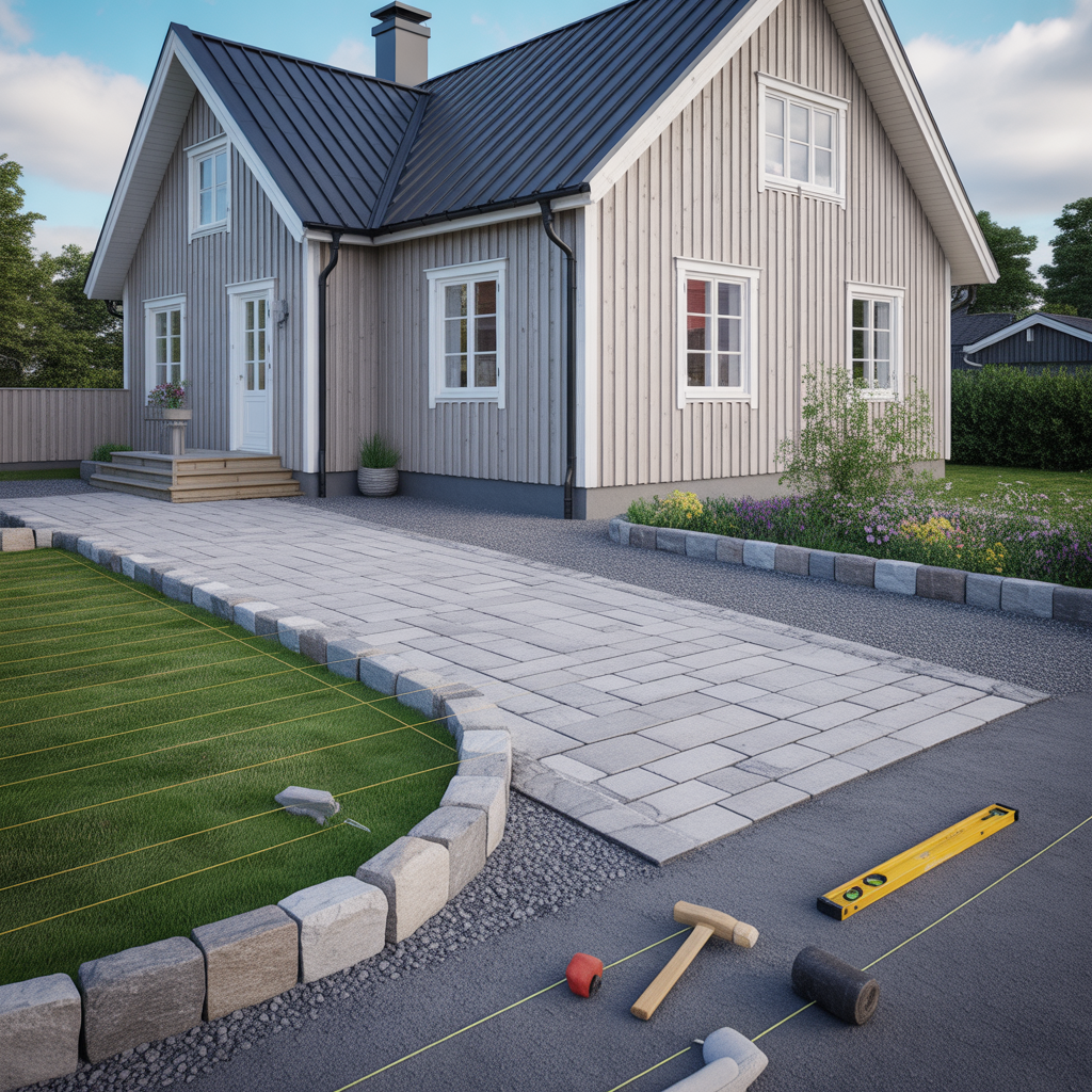 planera kantlinjer och avslut vid stenlaggning checklista