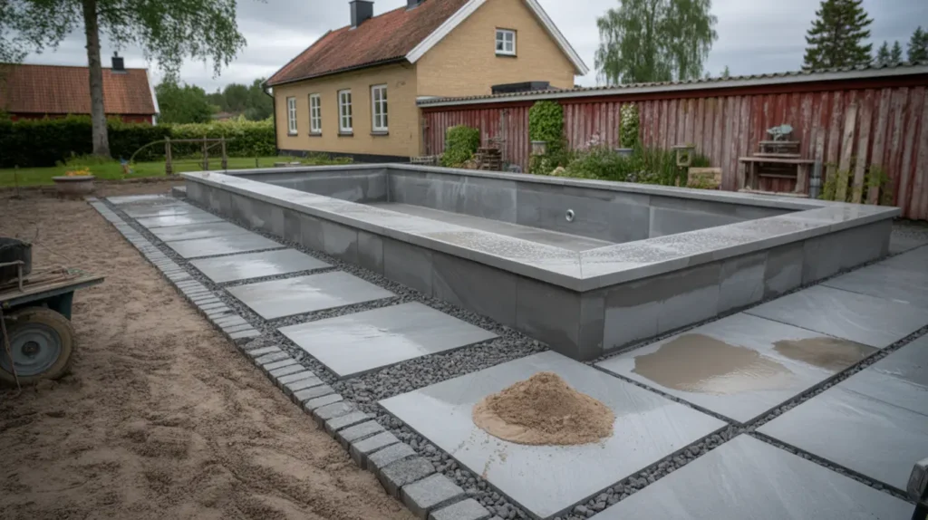 anl ggning av nedgr vd betongpool i barkarby j rf lla